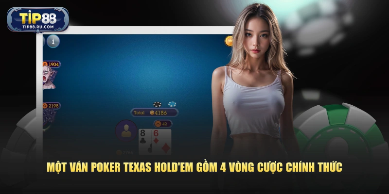 Một ván Poker Texas Hold'em gồm 4 vòng cược chính thức
