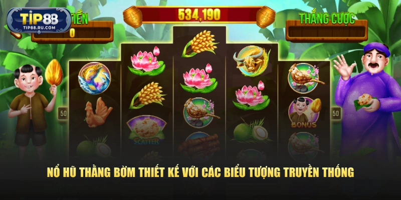 Nổ Hũ Thằng Bờm thiết kế với các biểu tượng truyền thống